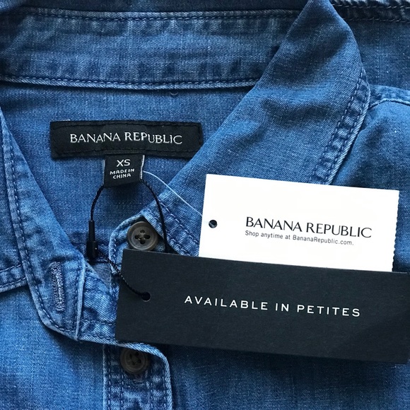 🆕 Banana Republic Chambray Long Sleeve Button Down Shirt (Linen/Cotton) NWT - Picture 5 of 7